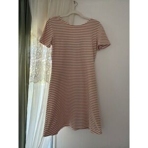 Volcom T-Shirt Dress Womens Large Mustard Yellow Excellent Striped Scoop Neck